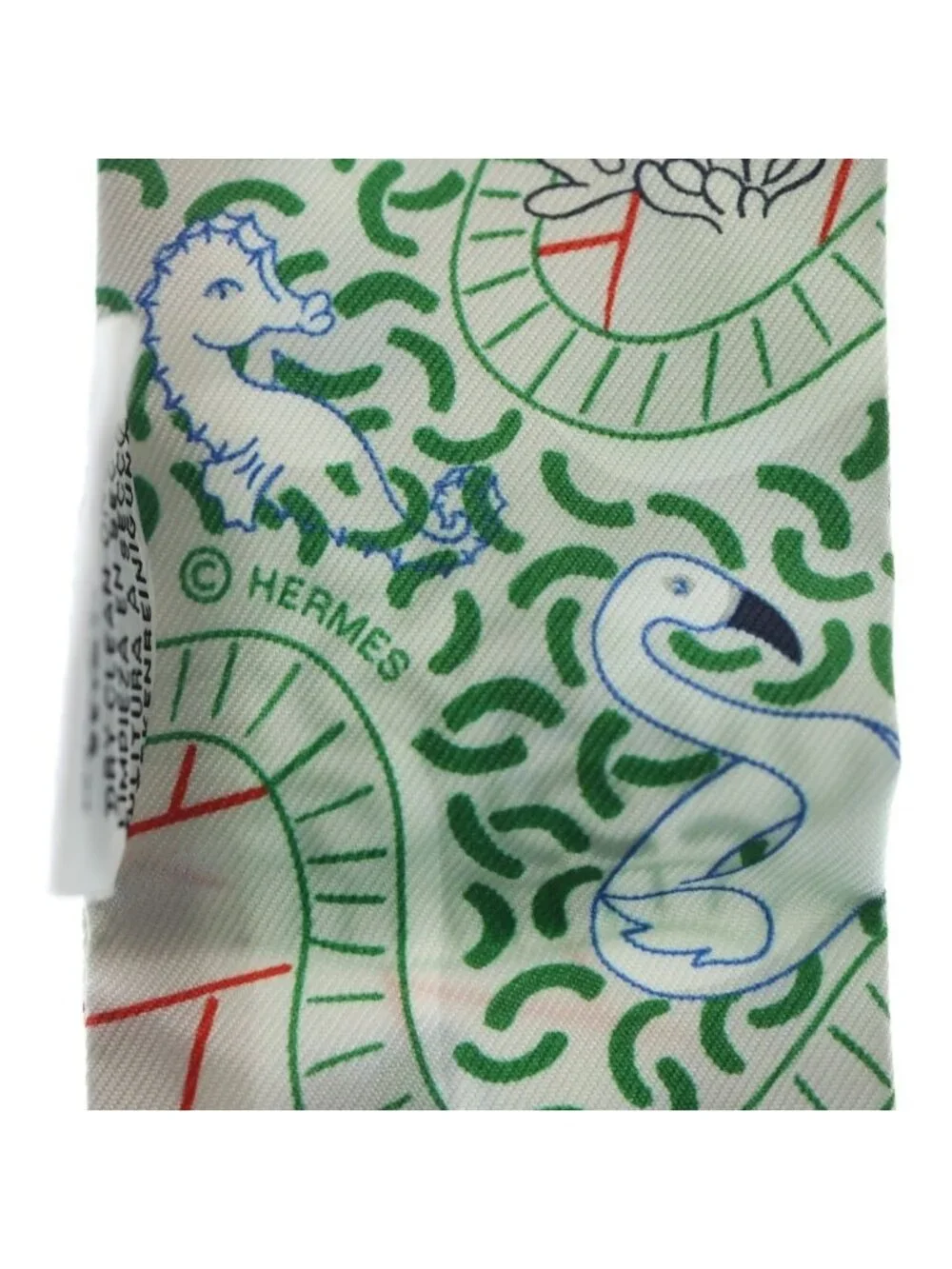 Hermes Twilly Splash Park Silk Scarf Gray